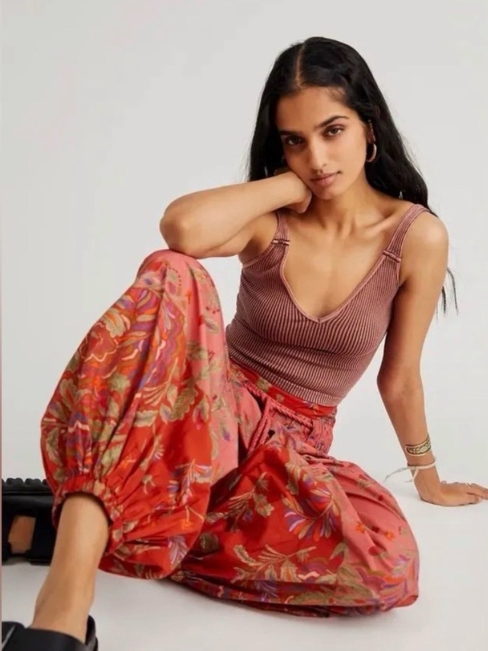 Free People Remember When Boho Harem Pants Coral Pink Small NWT
